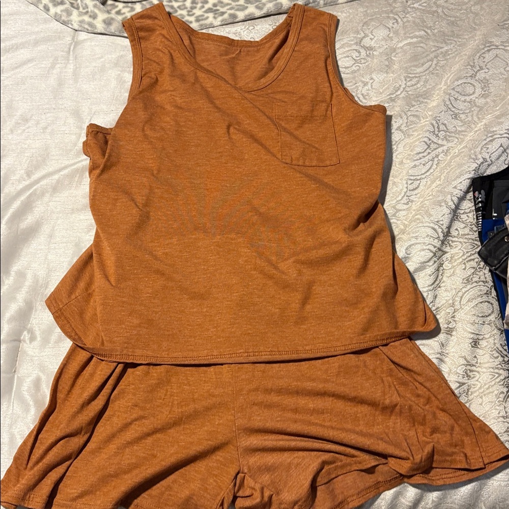 SHEIN Orange Tank and Shorts Set